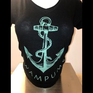 Wampum black tee shirt, short sleeves,